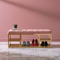 Schuhbank mit Stauraum, mit Stoffbezug, Farbe: hellrosa