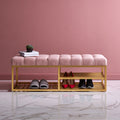 Schuhbank mit Stauraum, mit Stoffbezug, Farbe: hellrosa